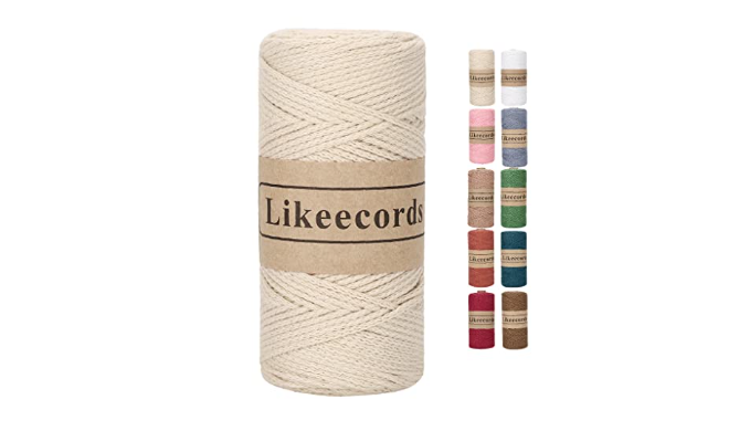 Likeecords 100% Cotton Crochet Bag Cord 2mm 170m Macrame Cord 2mm